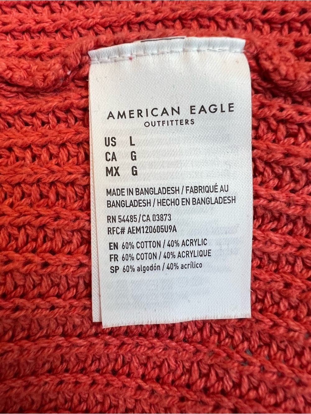 American Eagle Size Large Coral Sweater Button Front Long Sleeve Boho Preppy - Picture 6 of 6